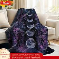 Dark Moon Phase Blanket Celestial Witch Gothic Parabola Adult Gift For Women Soft Fleece Mysterious Cabin Suitab Custom blankets Size: 75*100cm, Weight: 230 GSM