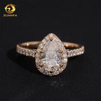 Hidden Halo Luxury IGI Certificate Female 14k Gold Wedding Bridal Gorgeous 1.5ct Pear Lab Grown CVD Diamond Engagement Band Ring around 1.0ct&5