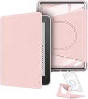 Custom Kindle KPW 12th 7 Inch Transparent Clear Soft Back Magnetic Separation Protective Case with PU Leather Auto Wake Sleep General&pu leather&all model rožinė