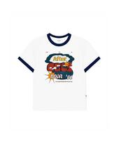 Escape From Vintage Cloud Poster Print Ringer Short Sleeve T-Shirt Navy M
