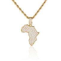 Exquisite Custom African Map Pendant-Men's Christian Hip Hop 18K Gold-plated Copper Zircon Pendant auksas