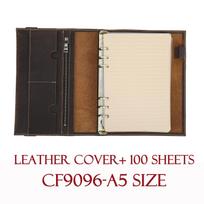 A5 Portable 6 Ring Binder Refillable Leather Journal 100 Sheets Notebook Cover Travel Leather Book Cover Featuring Pen Slot