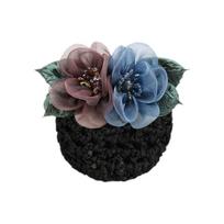 Crochet Bank Staff Flower Bun Net Snood Korean Style Headdress Women Hairpin Hair Accessories mėlyna