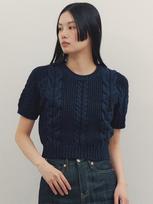 G And Gb Cable Short Sleeve Knit_Navy F