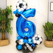 32 vnt futbolo balionų rinkinys 30 colių mėlynas 0-9 numerių futbolo folijos balionas apvalus futbolo gaubtas, skirtas Baby Shower berniukų gimtadieniui 32pcs