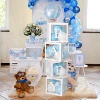 Balionas permatomas dėžutės laiškas Baby Shower Berniukas Mergaitė Vestuvių gimtadienio vakarėlio dekoravimas Vaikams atskleista lytis 1-asis gimtadienis 25CM X 25CM