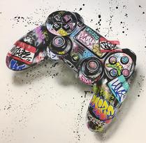 Graffiti Art Gamepad Canvas Art Posters and Print Abstract Game Handle Canvas Paintings Wall for Boy's Room Decor Pictures 20x20cm No Frame