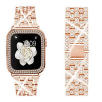 Metalinė deimantinė apyrankė+dėklas Apple watch Ultra2 49mm 45mm 44 mm 42mm 41mm 40mm 38mm moteriškam apyrankės dirželiui iwatch 9 8 7 6 5 4 3 SE 38mm beige
