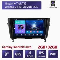 Android Car Radio Carplay Nissan X-Trail T32 Qashqai 2013-2017 Automobilių multimedijos vaizdo grotuvas GPS navigacija WIFI 4+64GB 2+32GB