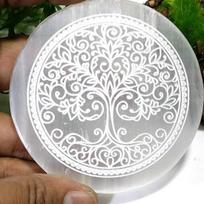 Crystal  Selenite Charging Plate, Flower of Life Engraved Reiki Wand, Healing Crystal