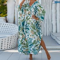 Moteriška Boho Cover Up, didesnio dydžio kontrastinga laisvai priglundanti „Vacay Beach Kaftan“ suknelė One Size