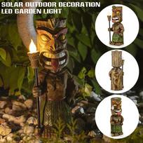 Tiki Guard Statue Solar Powered Outdoor Home Decor New Led Garden Decoration Crafts Gardening Sculpture Lawn Lamp for Courtyard