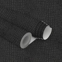 1roll Black Peel and Stick Wallpaper Removable Crocodile Wallpaper Self Adhesive Embossed Easy Peel Off Wallpaper Paper Textured Wallpaper 44*150cm