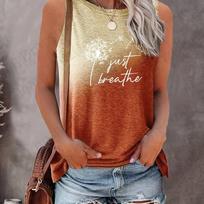 Dandelion 3d Print Tank Tops Women's Fashion Crew Neck Sleeveless Tanks Tops Casual Tops Tees Women's Clothing Letter 2024 5XL black