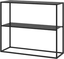 Koduva Konsolinis stalas, juodas, 90 x 30 x 75 cm, 2 aukštai, milteliniu būdu dažytas plienas