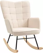 Koduva Retro dizaino supamasis krėslas, masyvi mediena, smėlinis, 98 x 71 x 101 cm