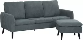 Koduva Kampinė sofa su pufu, 3 vietų, tamsiai pilka