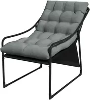 Koduva Lauko lounge kėdė, storas paminkštinimas, nerūdijančio plieno rėmas, 62 x 110 x 88 cm, pilka / juoda
