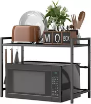 Koduva Mikrobangų krosnelės lentyna su 3 kabliukais, ištraukiama, metalas, juoda, 39,5–64 x 32 x 47,5 cm