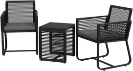 Lauko baldų komplektas Koduva 3 dalių bistro komplektas balkonui ir terasai, juodas + pilkas, 53 x 57 x 77 cm