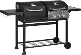 Koduva Dujinė kepsninė BBQ grilis, su termometru, šilumos palaikymo plokštėmis, 161 x 54 x 103 cm, juoda + sidabrinė