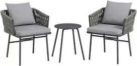 Lauko baldų komplektas Koduva 3 dalių sodo bistro baldų komplektas, 2 kėdės, 1 stalas, pilkas