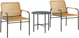Lauko baldų komplektas Koduva 3 dalių bistro komplektas iš rotango, geltonas, 2 kėdės, stalas Ø50 x 48 cm