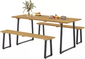 Lauko baldų komplektas Koduva 3 dalių sodo baldų komplektas, natūralaus medžio spalvos, 178 x 76 x 77 cm