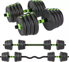 Koduva Reguliuojamas hantelių ir štangos rinkinys, 30 kg, žalias