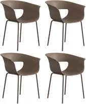 Koduva 4 lauko kėdžių komplektas, kavos spalvos, metalas ir plastikas, 61 x 51 x 74 cm