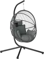 Koduva Pakabinama kėdė Egg Chair, su pagalvėle, pilka, 120 x 106 x 188 cm