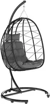 Koduva Pakabinamas kiaušinio formos fotelis, juodas / tamsiai pilkas, 102 x 102 x 195 cm, iki 150 kg