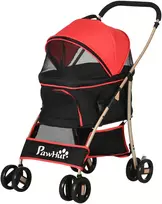 Koduva 2-in-1 šunų vežimėlis nešiojimo krepšys automobiliui iki 10 kg, sulankstomas, su krepšiu apačioje, 82 x 49,5 x 98 cm, raudonas