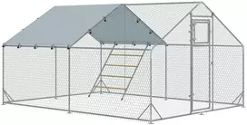 Koduva Viščiukų aptvaras, 12–18 vištų, sidabrinis, 300 x 400 x 195 cm