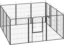 Koduva 12 dalių šuniukų aptvaras, 12 panelių, durys, žemės kuoliukai, lankstomas, juodas, 100 cm aukščio
