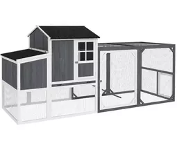 Koduva Vištidė su voljeru, skirta 3–4 vištoms, 3 dalių lizdavietė, 1,9 m², fir mediena, pilka