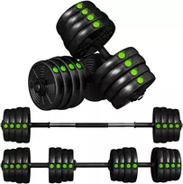 Koduva Reguliuojamų hantelių ir štangos rinkinys 2-in-1, 30 kg, juodas/žalias