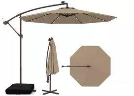 Koduva 300 cm konsolinis skėtis su 40 LED lempučių, saulės kolektorius, kava