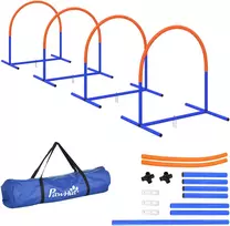 Koduva Šunų agility rinkinys, 4 lankai, mėlyna+oranžinė, 88 x 64 x 95 cm