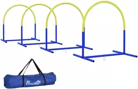 Koduva Šunų agility rinkinys, 4 lankai, mėlyna ir geltona, 88 x 64 x 95 cm