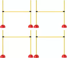 Koduva 4 dalių šunų agility kliūčių rinkinys su 4 reguliuojamomis kliūtimis ir nešiojamu krepšiu, geltonas
