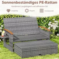Koduva Lauko rattaninis gultas su pufu ir saugykla, pilkas