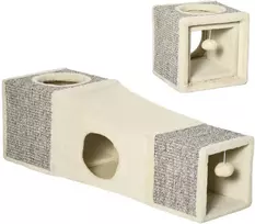 Koduva Katilų tunelis su 2 kačių nameliais, braun, beige, 98 x 30 x 30 cm