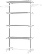 Koduva Mobilus skalbinių džiovyklės stovas su ratukais, 4 lygiai, sulankstomas, nerūdijantis plienas, baltas, 142 x 55 x 172 cm