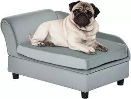 Aosom Naminių gyvūnų sofa su daiktadėže, šviesiai pilka, 76 x 45 x 43 cm
