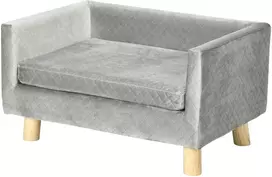 Aosom Šuns sofa lova su medinėmis kojelėmis, tamsiai pilka, 64 x 45 x 36 cm