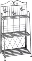Koduva 3 pakopų augalų lentyna, metalas, sidabriškai pilka, 44 x 25 x 96 cm