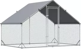 Koduva Vištidė su laisvalaikio aptvaru ir stogeliu, 3 x 2 x 2 m, sidabrinė/pilka