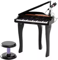 Koduva Vaikiškas elektroninis pianinas su 37 klavišais, kėdute ir mikrofonu, juodas, 48 x 39 x 69 cm