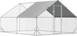 Aosom Vištidė su laisvo išbėgimo aptvaru ir stogeliu, 3 x 4 x 2 m, sidabrinė, pilka